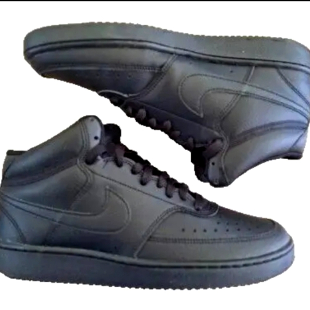 Nike Men's Court Vision Mid Black/Black Basketball Sneakers Size 10.5 Unisex!